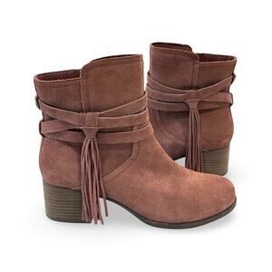 Koolaburra by UGG Kenz Tassel Ankle Zip Boots Womens Size 11 Dark Pink Suede